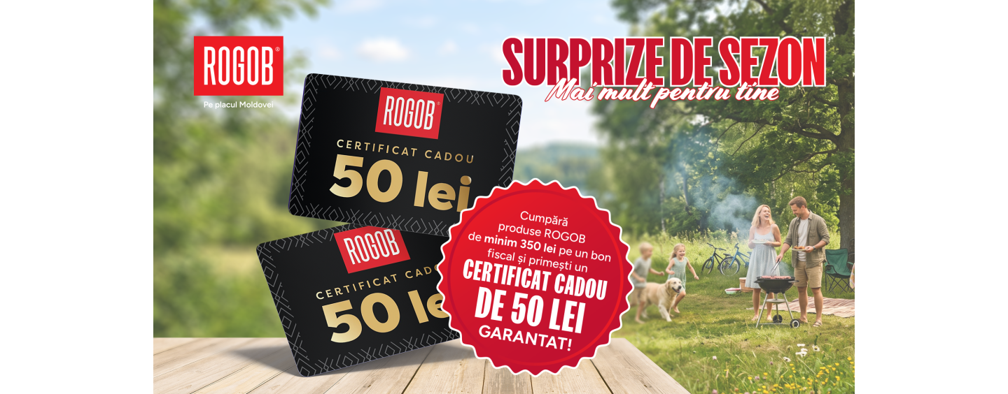 Cumpără Rogob de minim 350 lei și primești 50 lei cadou!